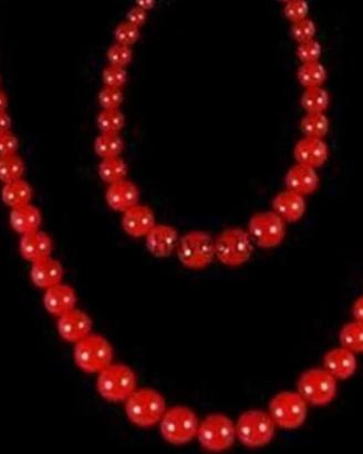Parure collana bracciale corallo rosso NUOVA