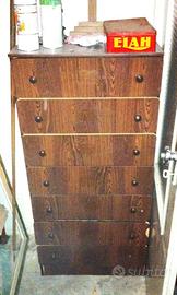 Cassettiera in legno da 7 cassetti, vintage