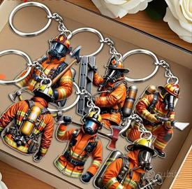 6 ciondoli bomboniere portachiavi pompieri vigili