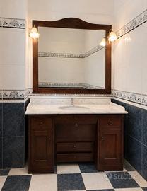 Mobile bagno in arte povera legno massello e marmo