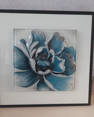 Quadro Moderno 3D con Fiore in Vetro Fuso –