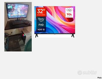 Computer Gamer con schermo curvo + 3 TV (TRASLOCO)