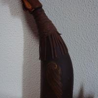 Bottiglia a forma gallina in vera pelle e cuoio