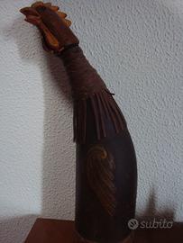 Bottiglia a forma gallina in vera pelle e cuoio