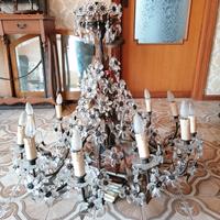 LAMPADARIO CRISTALLO DI BOEMIA E BRONZO