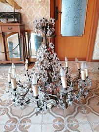 LAMPADARIO CRISTALLO DI BOEMIA E BRONZO