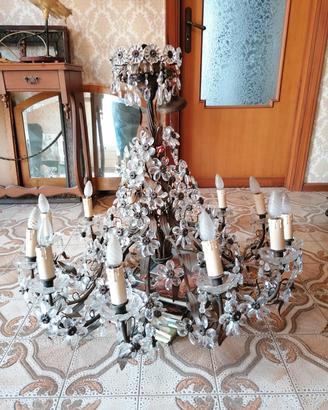 LAMPADARIO CRISTALLO DI BOEMIA E BRONZO