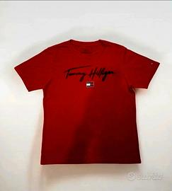 Tommy Hilfiger 100% cotton red L T-shirt with fron