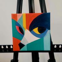 Mini quadro originale – cane stilizzato, olio su t