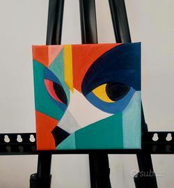 Mini quadro originale – cane stilizzato, olio su t