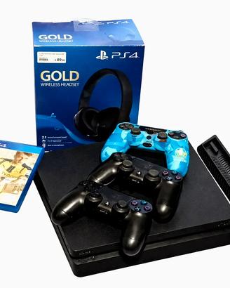 PLAYSTATION 4 - PS4 SLIM 1TB + CUFFIE + 3 JOYPAD