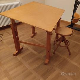 Tavolo da Disegno 90x130 + Sgabello Anni '50/'60