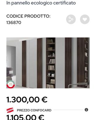 armadio camera da letto con librerie made in italy