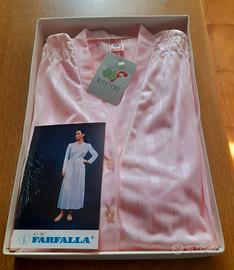 Camicia da notte Farfalla vintage rosa in raso