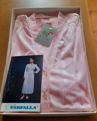 Camicia da notte Farfalla vintage rosa in raso