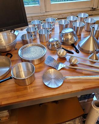 lotto stoviglie in alluminio vintage da 25 pezzi 