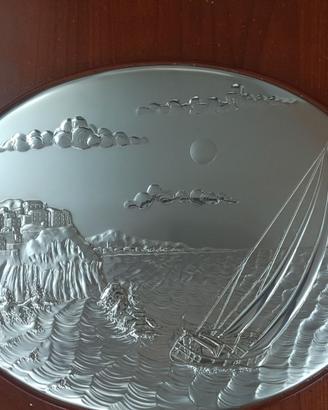 Quadro in argento ovale in rilievo