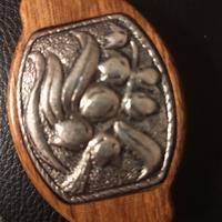 specchietto da borsa vintage in legno e argento 