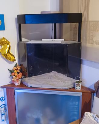 Acquario angolare in policarbonato con mobile