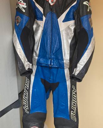 Tuta Moto Suomy Divis. in Pelle - Blu/Nero/Silver