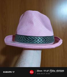 Cappello stile Panama / Fedorino rosa estivo - Tag