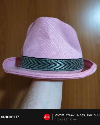 Cappello stile Panama / Fedorino rosa estivo - Tag