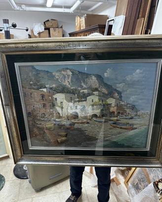 Mario Tracci "Marina Caprese" - Olio su Tavola