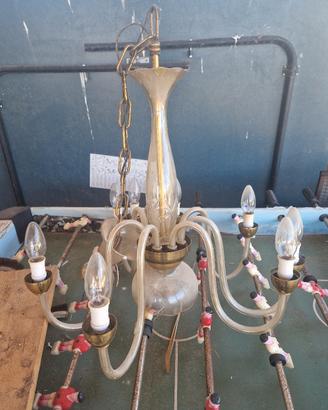Lampadario vintage in vetro di murano