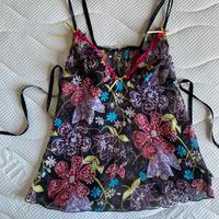 Top nero vintage in chiffon