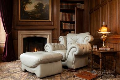 Salotto Chesterfield in pelle verde chiaro