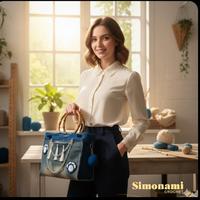 borsa fatta a mano  in jeans e uncinetto 