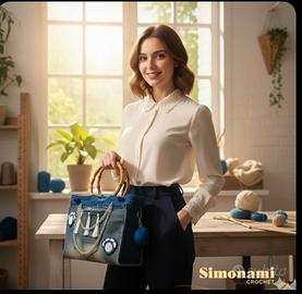 borsa fatta a mano  in jeans e uncinetto 