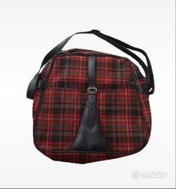 Borsa vintage anni 70 semirigida tartan rossa