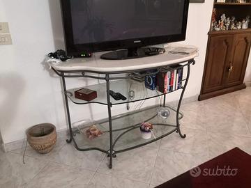 consolle in ferro battuto con marmo
