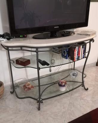 consolle in ferro battuto con marmo