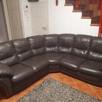 Divano 6 posti in vera pelle Marrone 