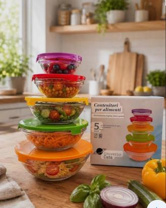 Set 5 Contenitori Portapranzo Inox Kinvara in vetr