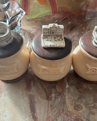 Set 3 barattoli cucina con souvenir di Roma vintag