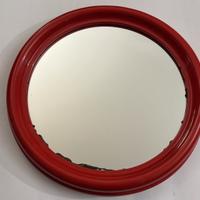 Specchio rosso vintage rotondo anni ’70/’80