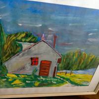Quadro paesaggio con casa di campagna firmato