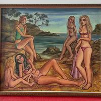 Quadro olio pittore francese 