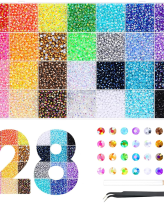 Kit 30.000 Strass 28 Colori 3mm per Nail Art Fai-d