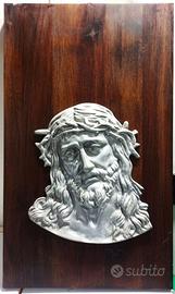 Bassorilievo Sacro Volto di Cristo Legno e Metallo