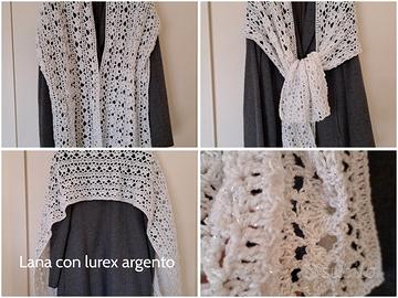 sciarpa scialle stola bianco argento