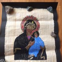 Dipinto maternità su carta papiro