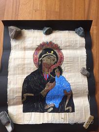 Dipinto maternità su carta papiro