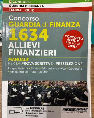 Libro concorso Guardia di Finanza allievi finanzie