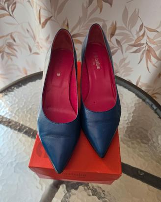 Décolleté Le Babe in Vera Pelle Blu / Fucsia