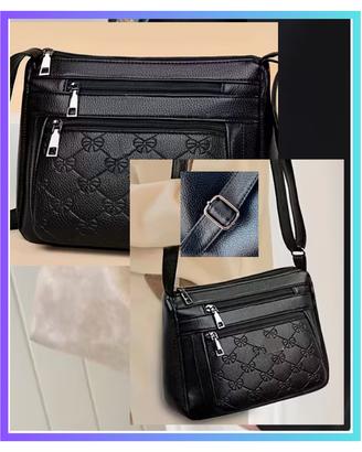 Borsa a spalla quadrata - Elegante colore nera luc