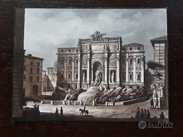 Disegno carboncino fontana di Trevi